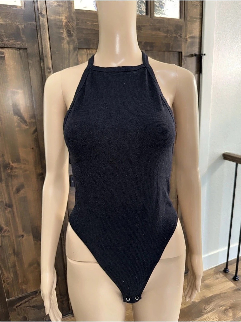 ANWND Black Strappy One-Piece Bodysuit Soze S/M